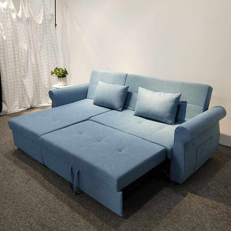 布艺转角沙发床组合可折叠可拆洗贵妃带储物小户型客厅多功能两用