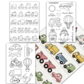 原创水溶布刺绣贴交通工具图案不干胶标签贴纸手工DIY装 饰标签汽车图案创意汽车主题高颜值创图案卡通水溶布