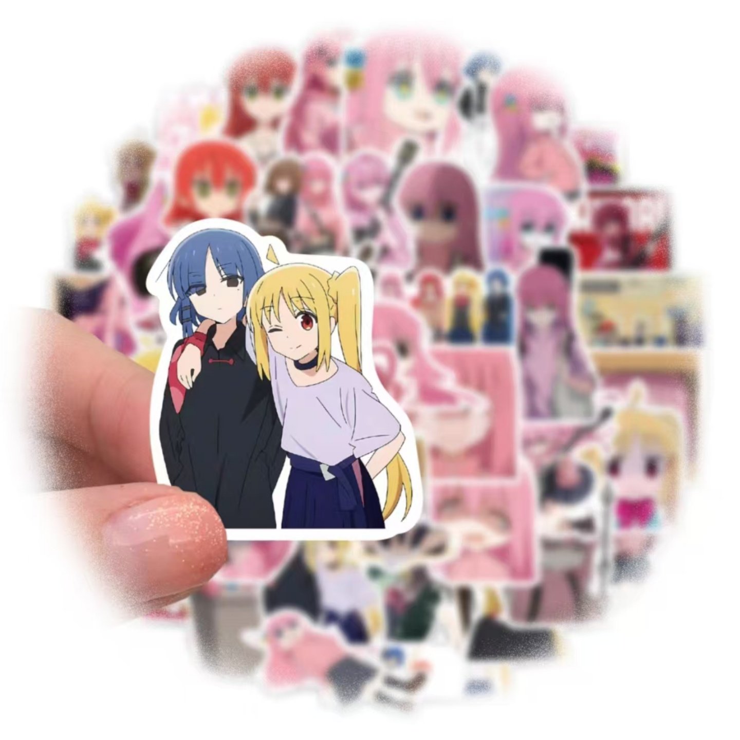 50张高颜值不重复日漫孤独摇滚贴纸旅行拉杆箱笔记本电脑滑板吉他笔记本头盔电瓶车手账本涂鸦贴纸防水美DIY