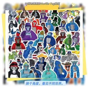 60张跨境新款Gorilla Tag卡通动漫贴纸装饰手机笔记本水杯饭卡行李箱房间冰箱窗户高清高品质DIY防水贴画贴纸