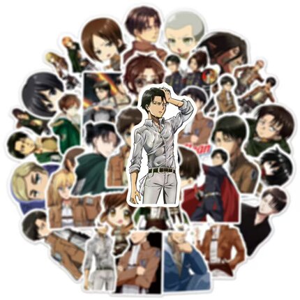 50张新款日漫进击的巨人涂鸦贴纸行李箱笔记本电脑防水贴纸热门日漫diy高颜值手账电动车汽车吉他装饰diy贴纸