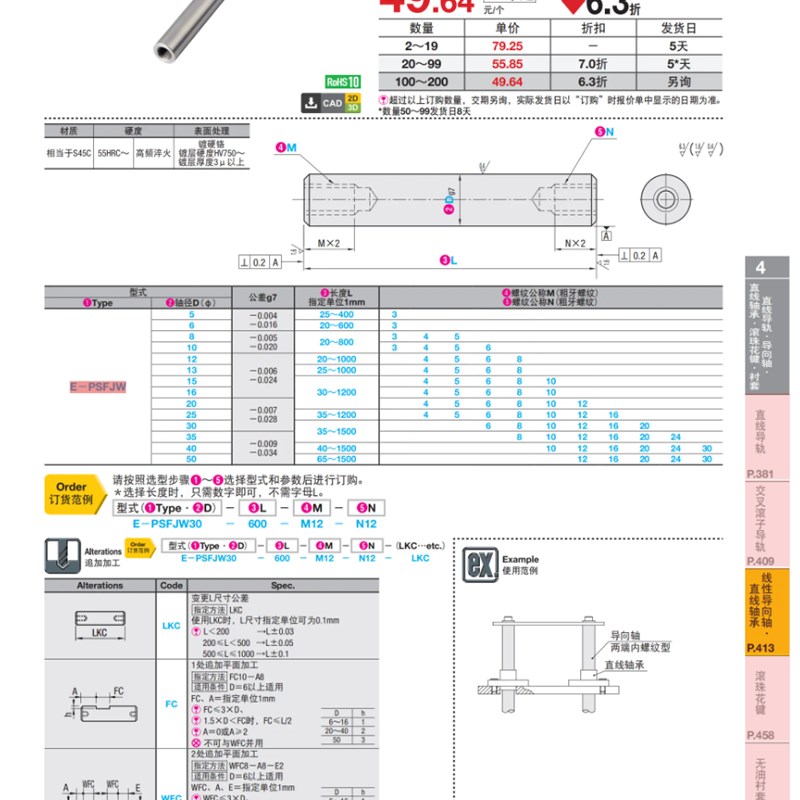 指向轴E-PSFJW/PSSFJM/SSsFJM/SFJM/PSFGW8 16 20 25 30 35 40 50