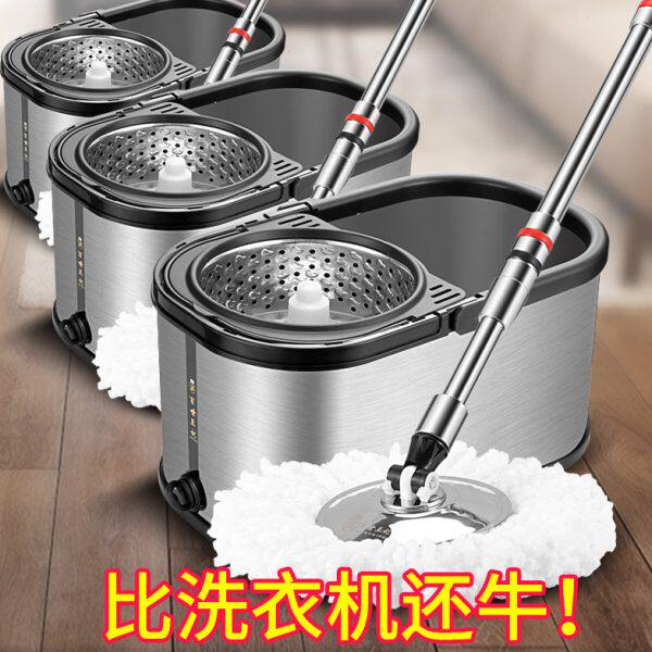 净邦拖把桶旋转式拖把杆通用自动免手洗家用懒人拖把带拖布桶墩布