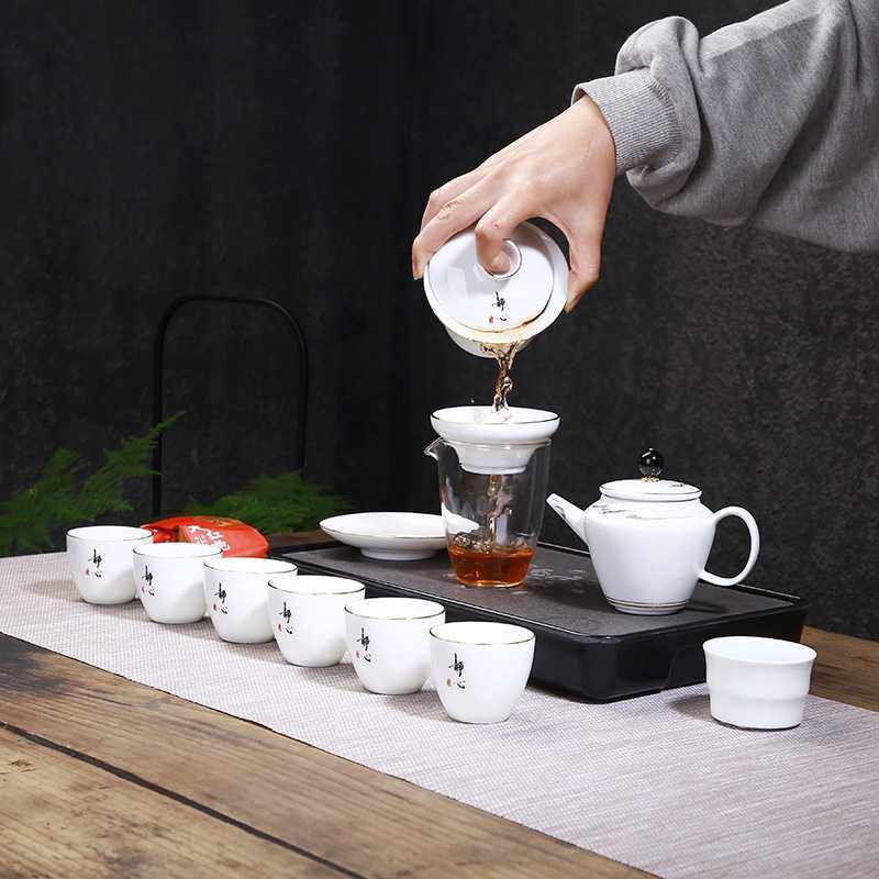 整套白瓷盖碗茶壶茶杯装陶瓷商务礼品定LOGO家用茶具功夫茶具套,电子元器件市场,其它元器件,淘宝优惠券,粉丝福利购,淘宝优惠卷
