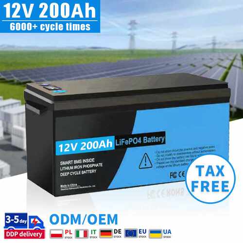 12V 200Ah LifePo4 Battery With BMS for Home Storage System