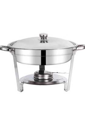 跨境不锈钢自助餐炉套装圆形锅酒店餐厅6QT高级不锈钢加热盘