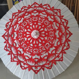剪纸大团花成品油纸伞双面大红纸作品刻纸