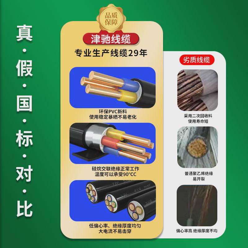 国标YJV电缆线2 3 4 5芯1.5 2.5 4 6N平方铜线充电桩电线铜芯电缆