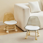 新款 滑轮带小凳子凳小椅子美缝矮凳儿童地凳网红学步静音轮亚克