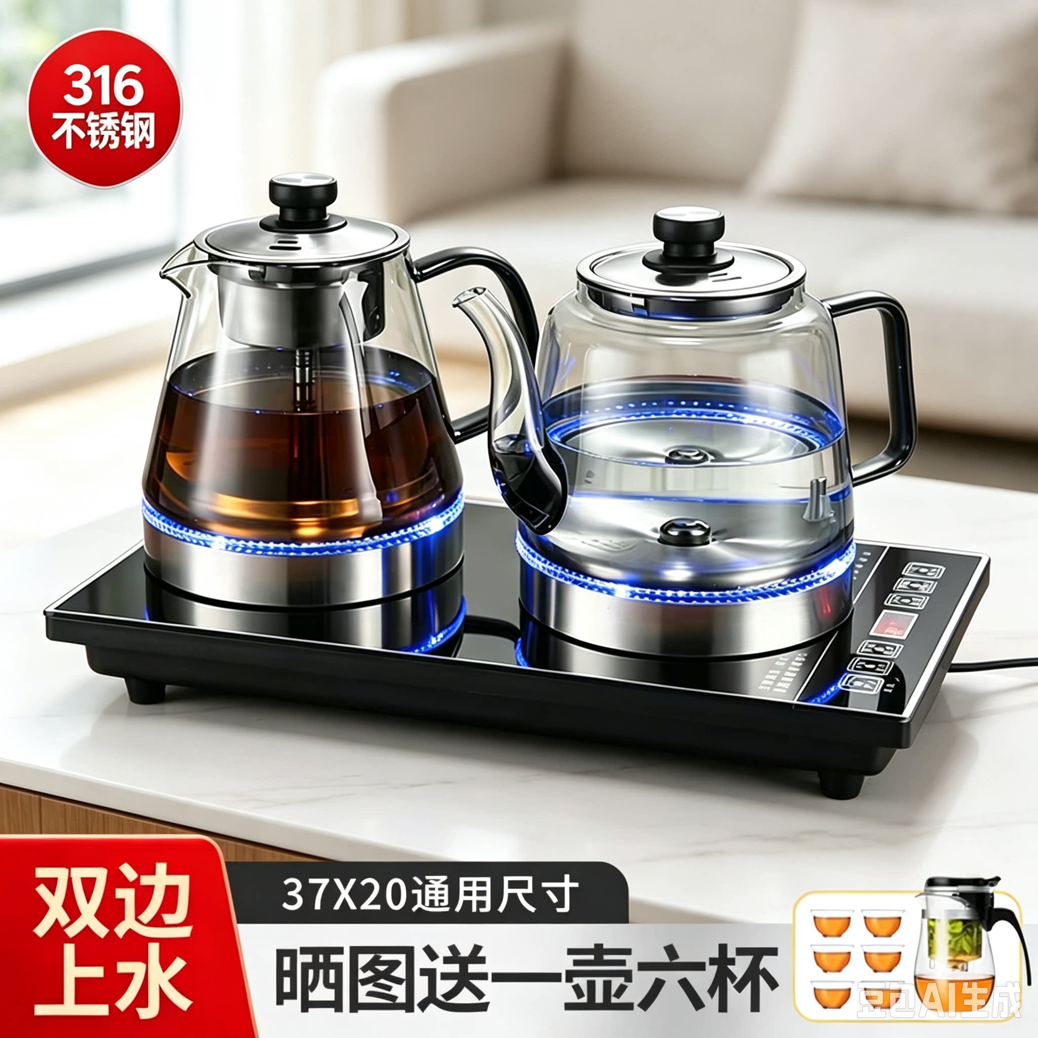 智能全自动上水电热烧水壶茶台专用抽水一体机茶几煮茶功夫泡茶具图片