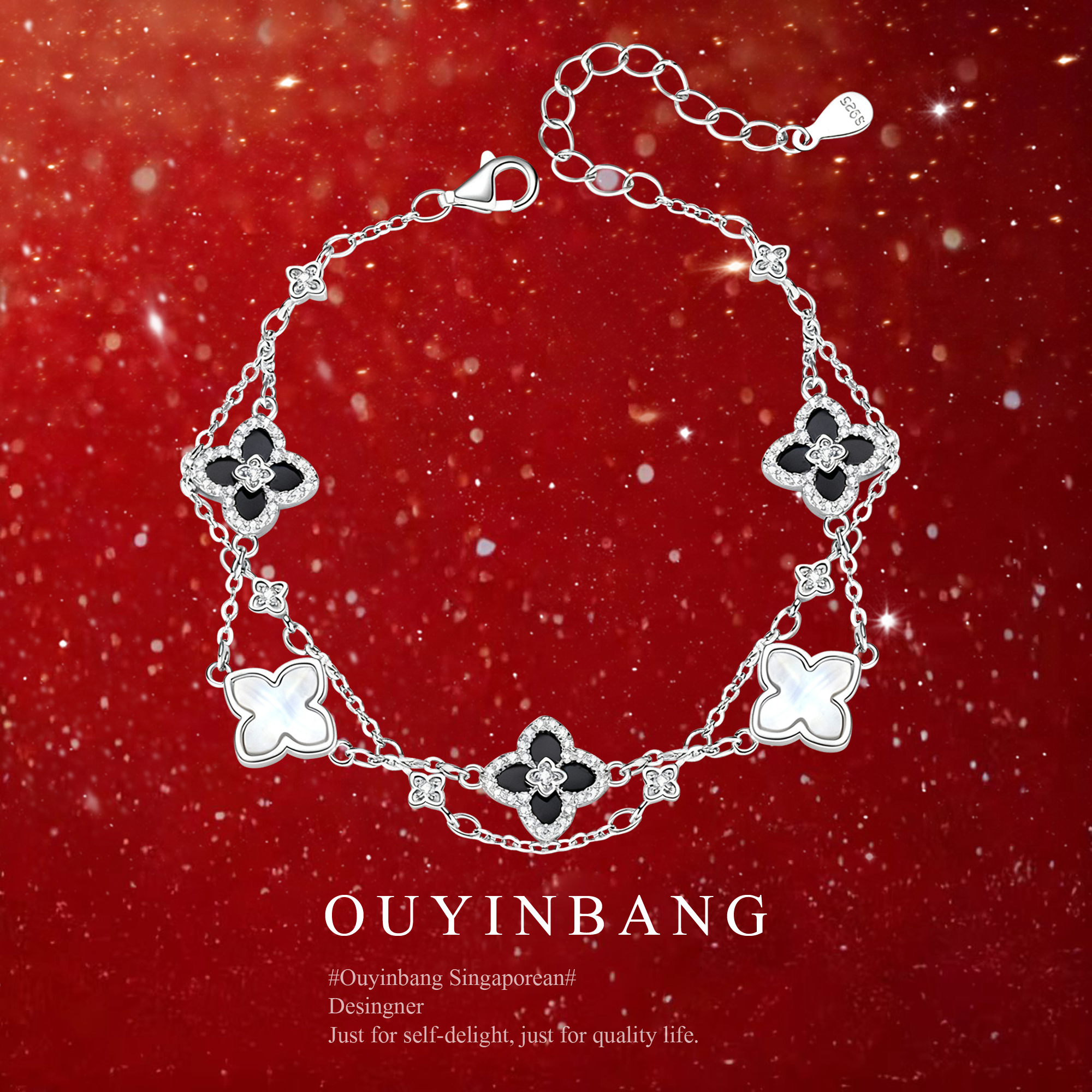 四叶草s925银手链女轻奢小众