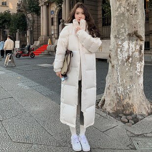 情侣宽松爆款 反季 过膝加厚2023新款 黑色羽绒服男j女冬季 中 超长款