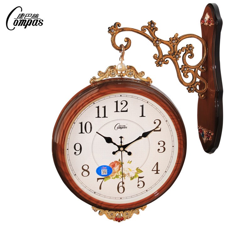 康巴丝欧式大号创意双面挂钟表客厅现代田园N简约俩面静音石英钟