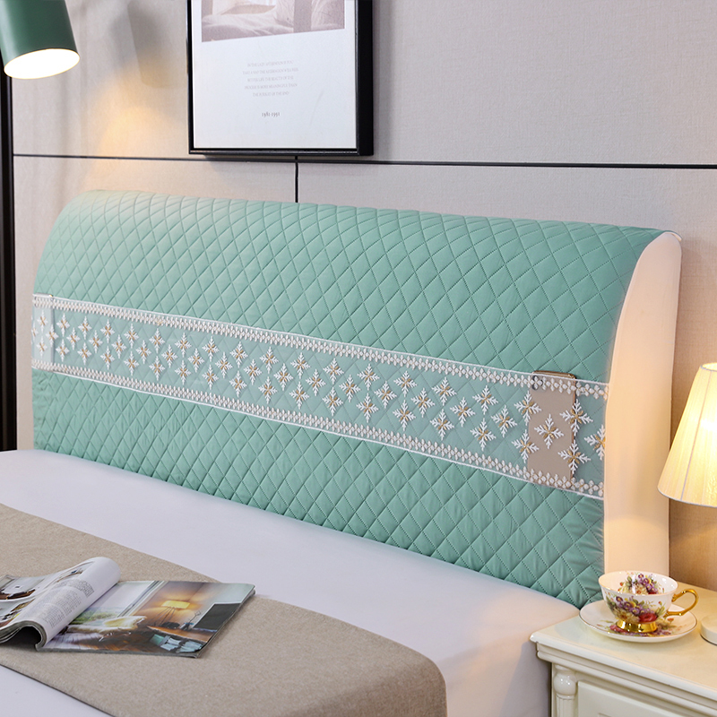 布艺全包床头罩床头套北欧床头床包软包实木床靠防W尘罩夹棉加厚
