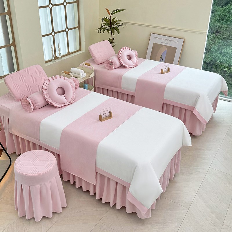 新款美容床罩四件套高q档轻奢美容院专用按摩美容美体床套四季通