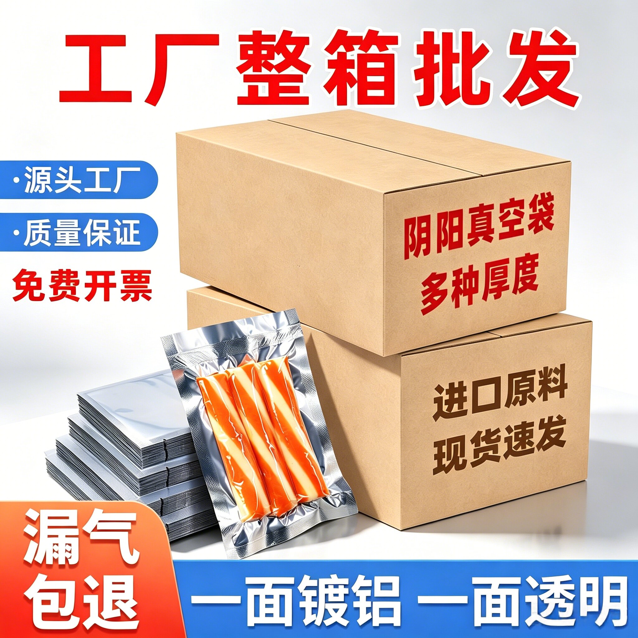 阴阳面真空袋整箱批发商用食品级铝箔塑封袋包装袋压缩密封袋定制