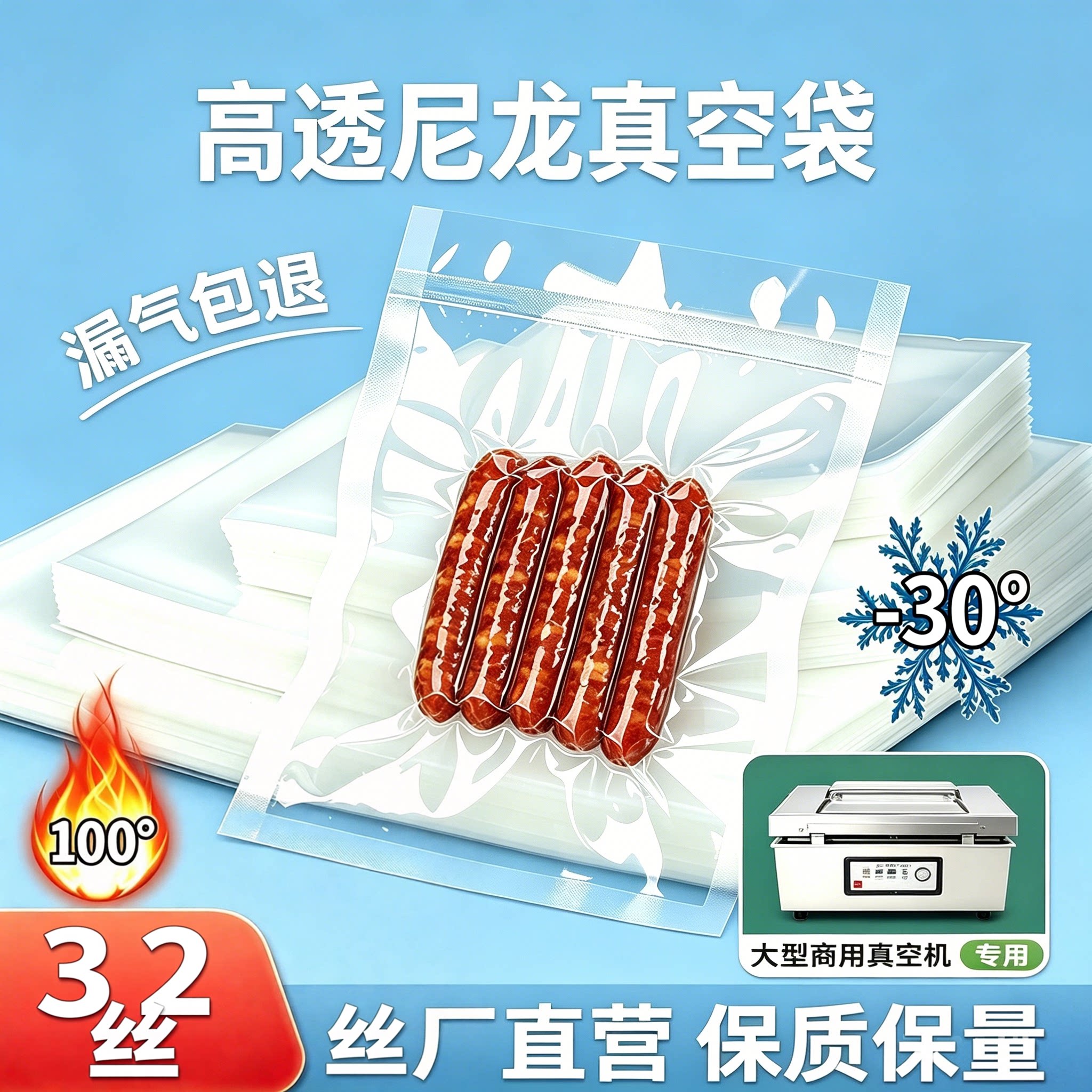 特厚32丝七层共挤尼龙真空袋图片