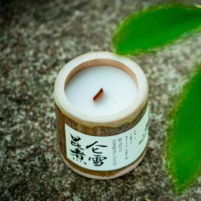 昂妃竹筒杯香薰蜡烛创意伴手礼盒手工大豆蜡室内无烟香氛蜡烛摆件