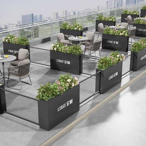 户外不锈钢花箱铁艺花架售楼部花盆可移动庭院广场街道围栏商业街