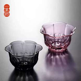 梅花个人专用高档玻璃主人杯单杯功夫喝红茶杯茶盏茶碗高端品茗杯