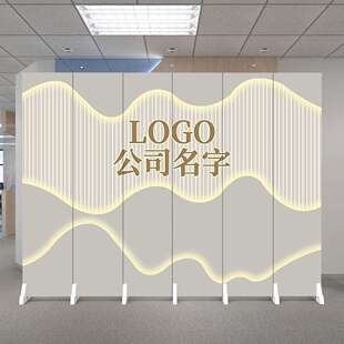 2025新款屏风隔断墙客厅背景现代简约前台公司形象双面可移动折屏