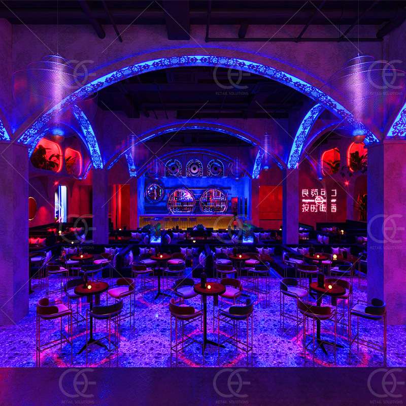 商用酒吧石纹吧台成套餐桌椅整店设计夜总会舞台灯光沙发茶几组合