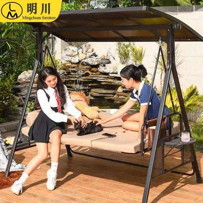 明川铁艺秋千别墅庭院花园可躺可坐舒适防晒防水户外秋千户外休闲