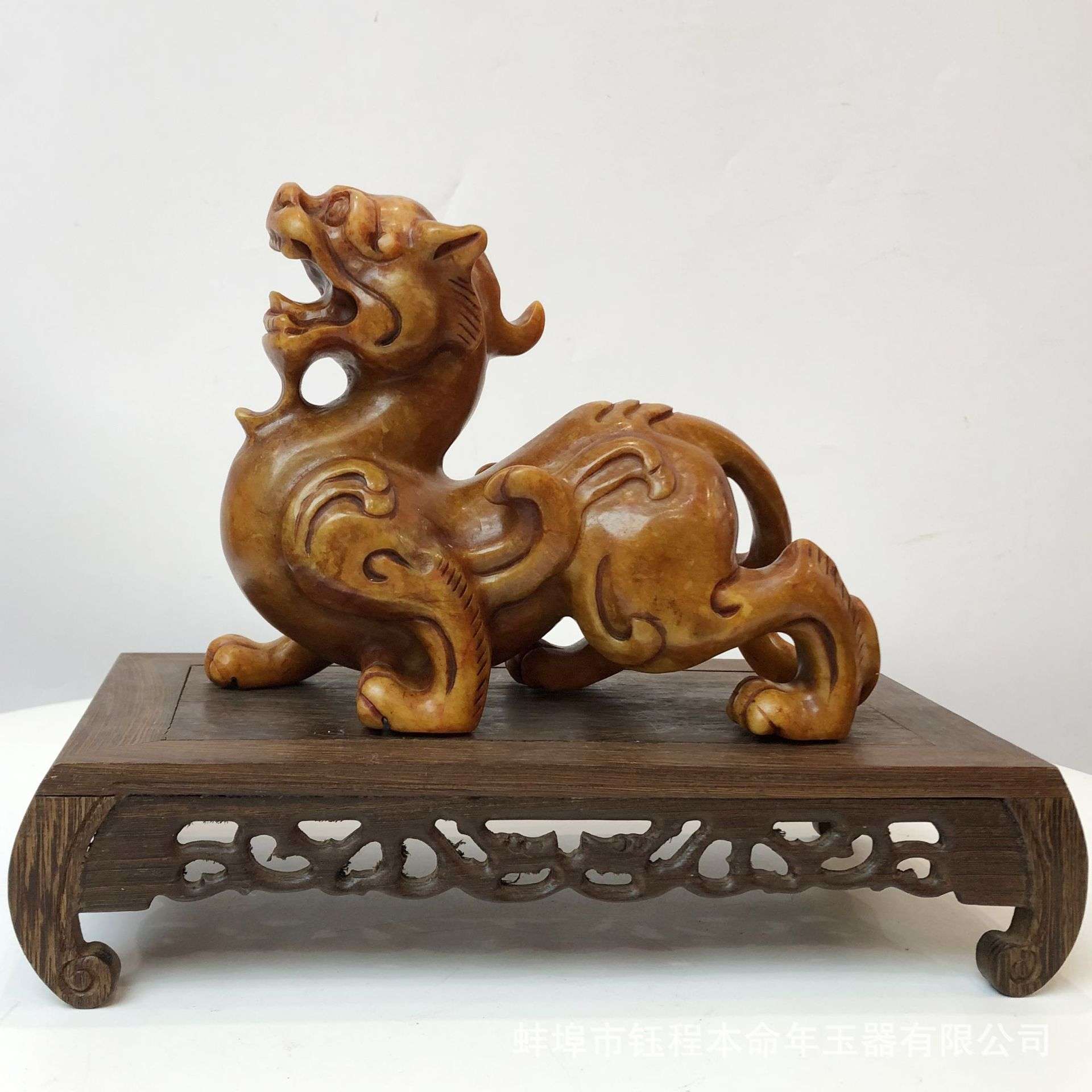 钰程本命年玉器 28CM岫玉原色貔貅摆件聚宝盆辈辈福皮休桌面摆放