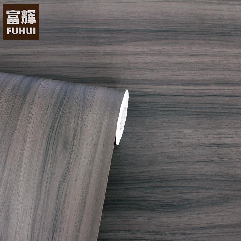 深灰色装饰木纹自粘墙纸3D立体家具翻新贴橱柜导气槽波音软片贴纸