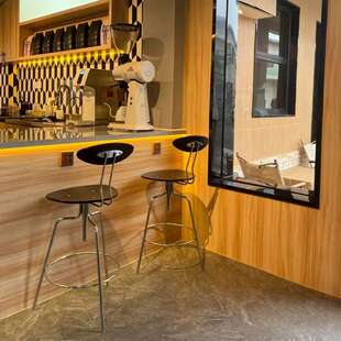 复古吧台椅升降高脚凳铁艺吧椅设计师款商用中古椅子咖啡厅高脚椅