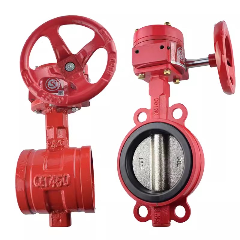 消防信号蝶阀XD371X16对夹涡轮消防阀门蜗轮沟槽蝶阀卡箍信号