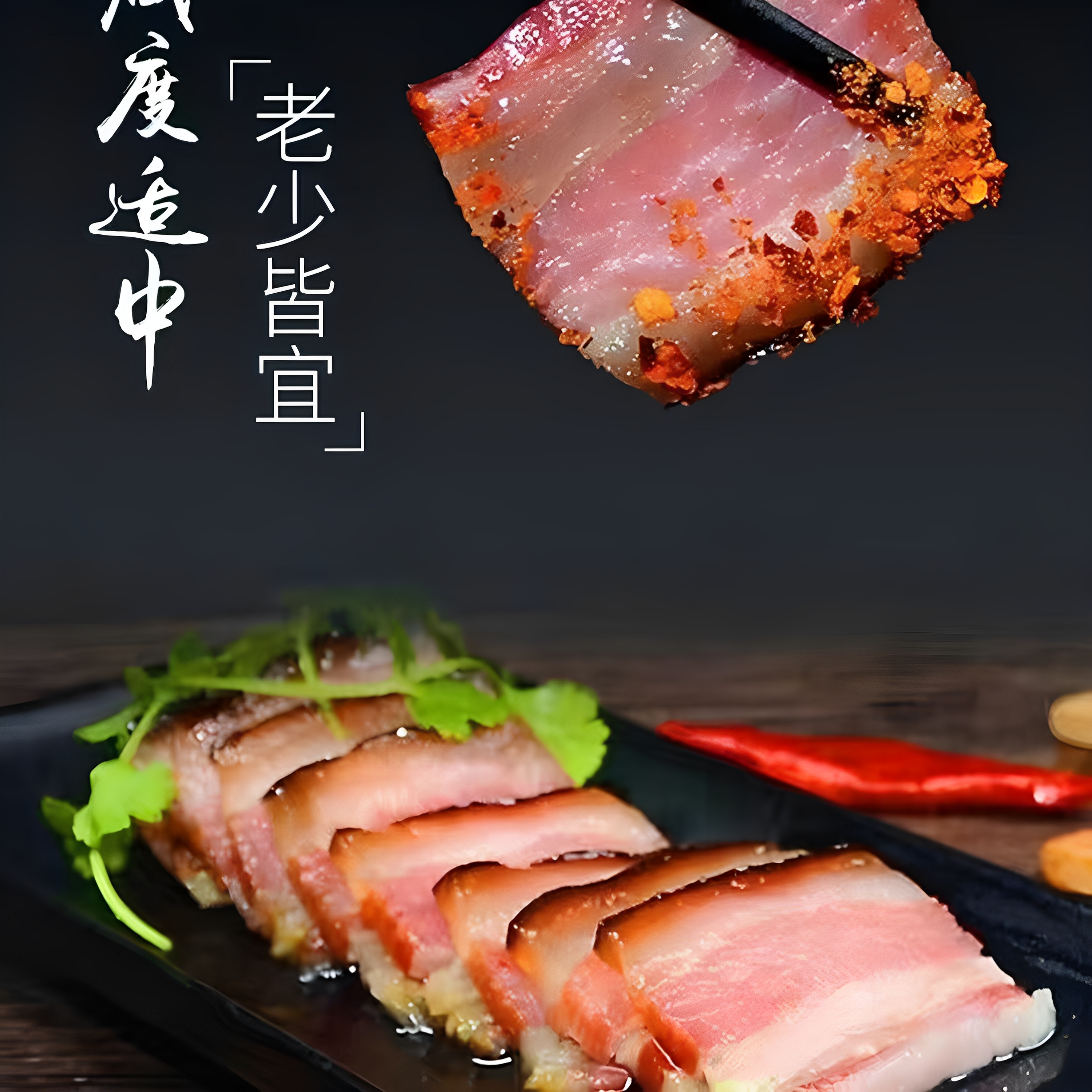 黔味聚好吃贵州特产农家自制烟熏肉腊肉+正宗脆哨油辣椒