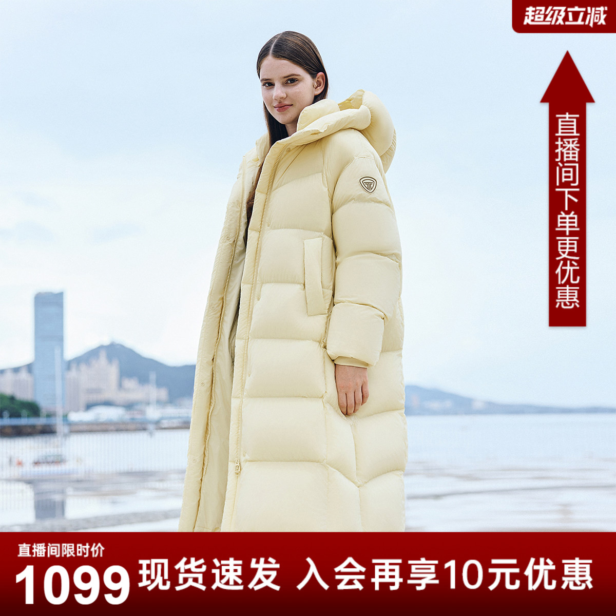 坦博尔2025冬季新款泡芙羽绒服女长款连帽蓬松舒适面包服耐脏外套