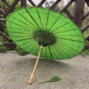 油纸伞手造纸浸染复古绿色防雨新中式古风非遗伞女防雨实用汉服伞