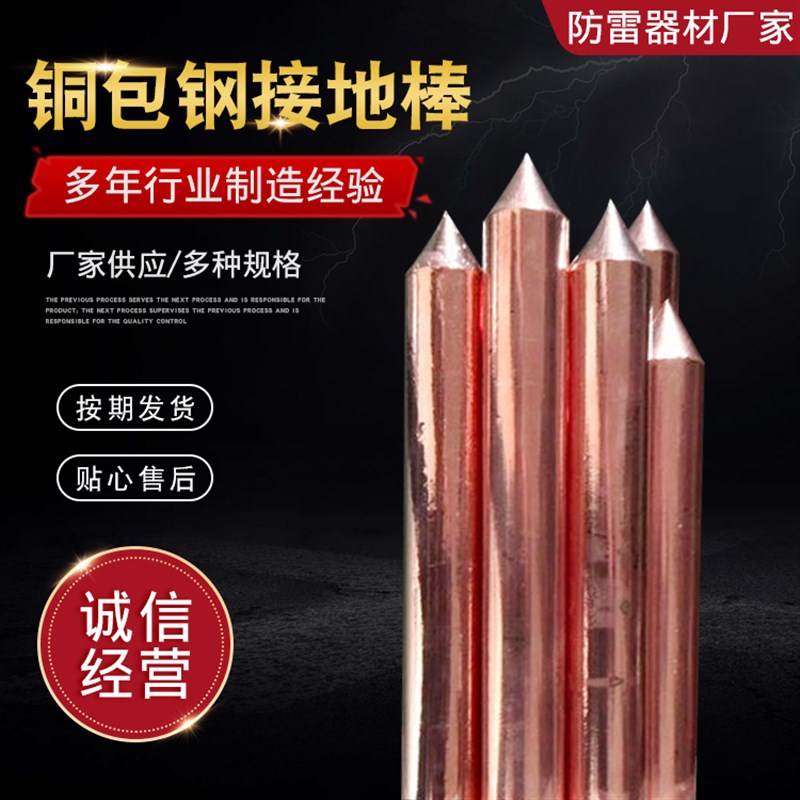 铜包钢接地棒防雷镀铜接地棒接地极  室外家用地线接地装置接地针