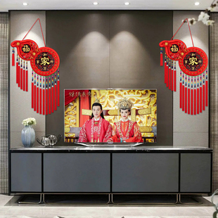 中国结挂件葫芦客厅大小号桃木福字高档挂饰门上玄关乔迁装饰春节