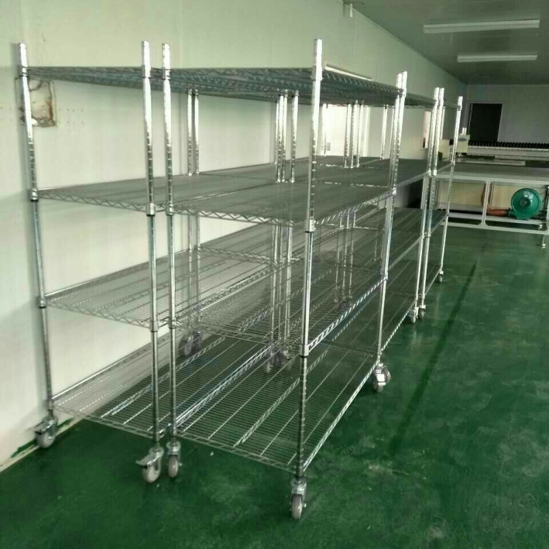 定制不锈钢防静电带轮移动展示架镀铬置物架收纳U架仓库自由组合