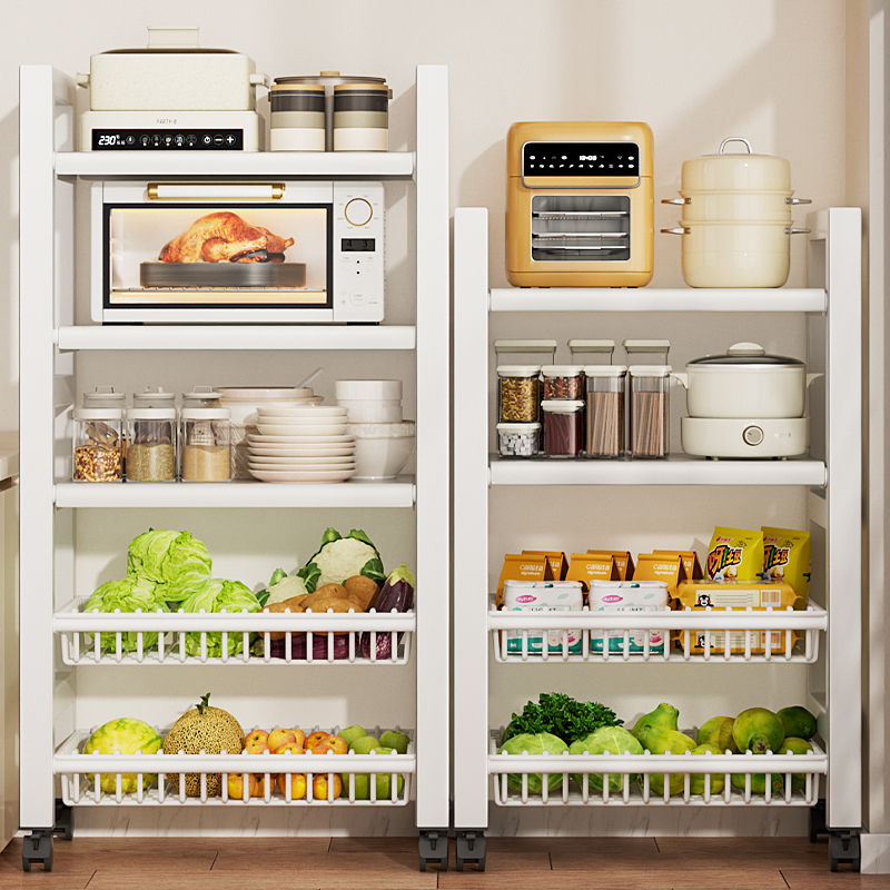 不锈钢厨房蔬菜置物架菜篮u子家用小推车落地多层多功能简易货架