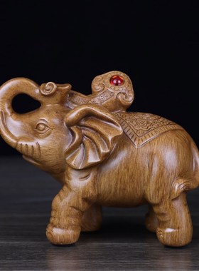 小号纳大象摆件桌面动物创意装饰客厅玄K关酒柜办公室吉祥工艺品