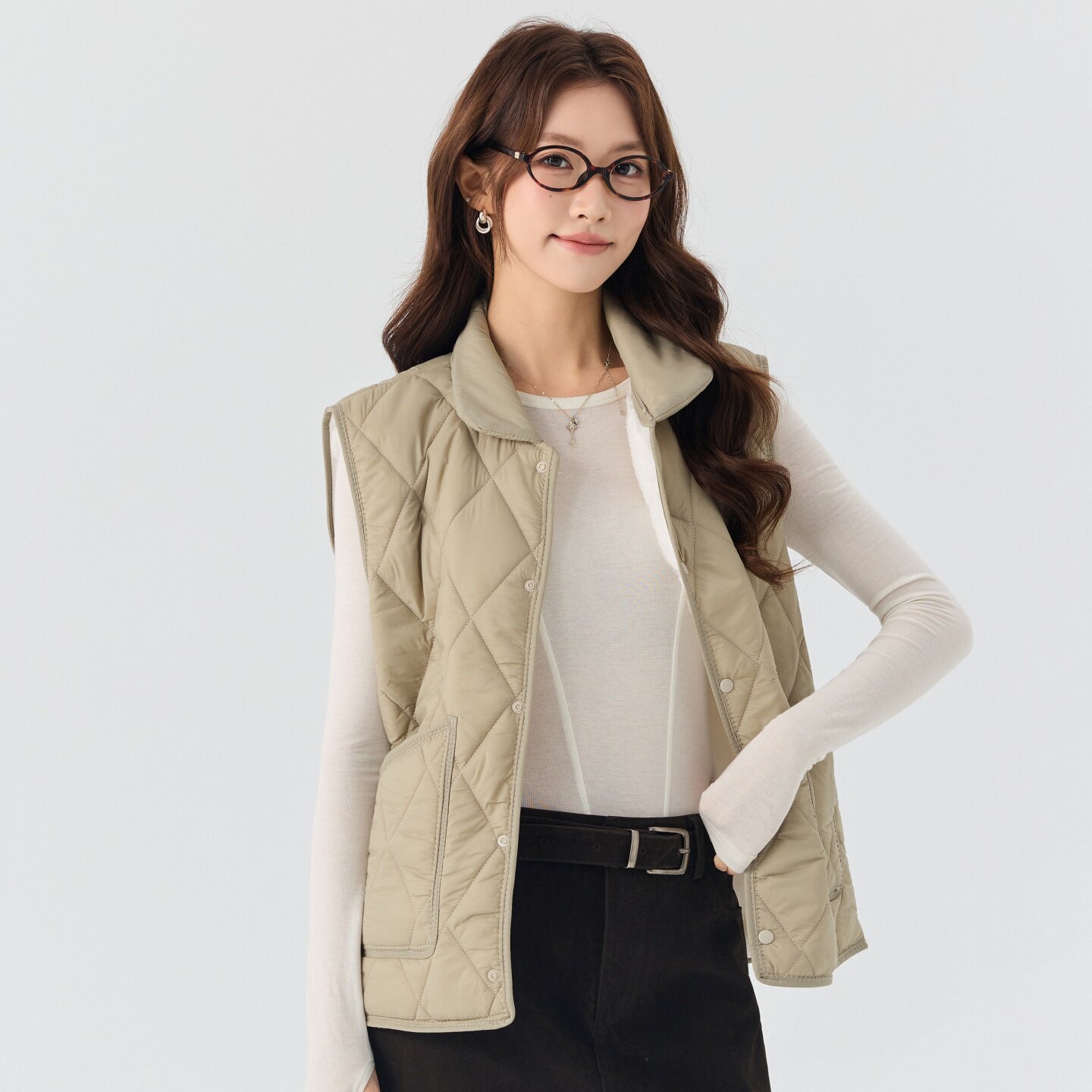 冬季保暖加厚立领羽绒棉马甲女