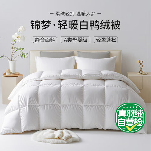 张御A类抗菌冬季加厚白鸭绒被子