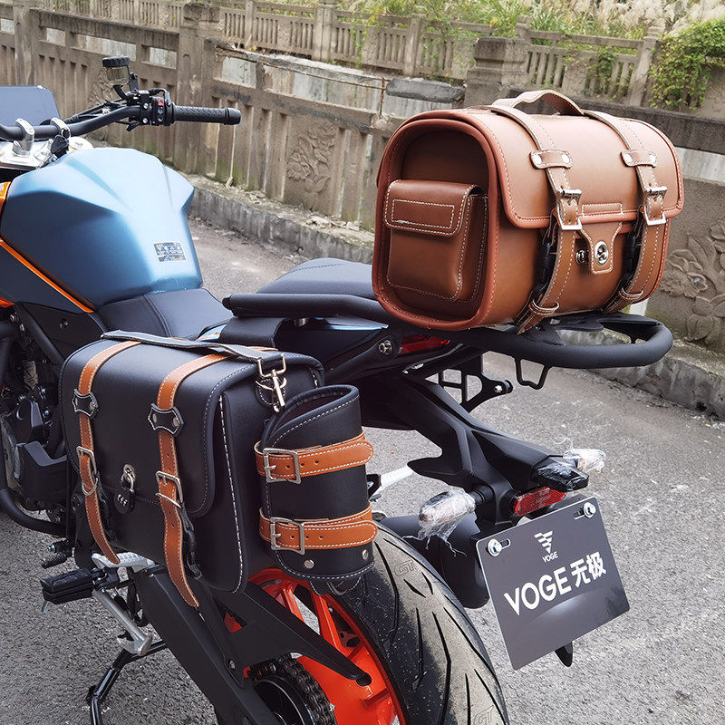 适用隆鑫无极525R改装保险杠后货架主站架皮边包帆布包尾箱包配件