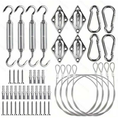 遮阳帆配件 三角四角形遮阳网304不锈钢菱扣弹簧钩门扣钢丝绳套件