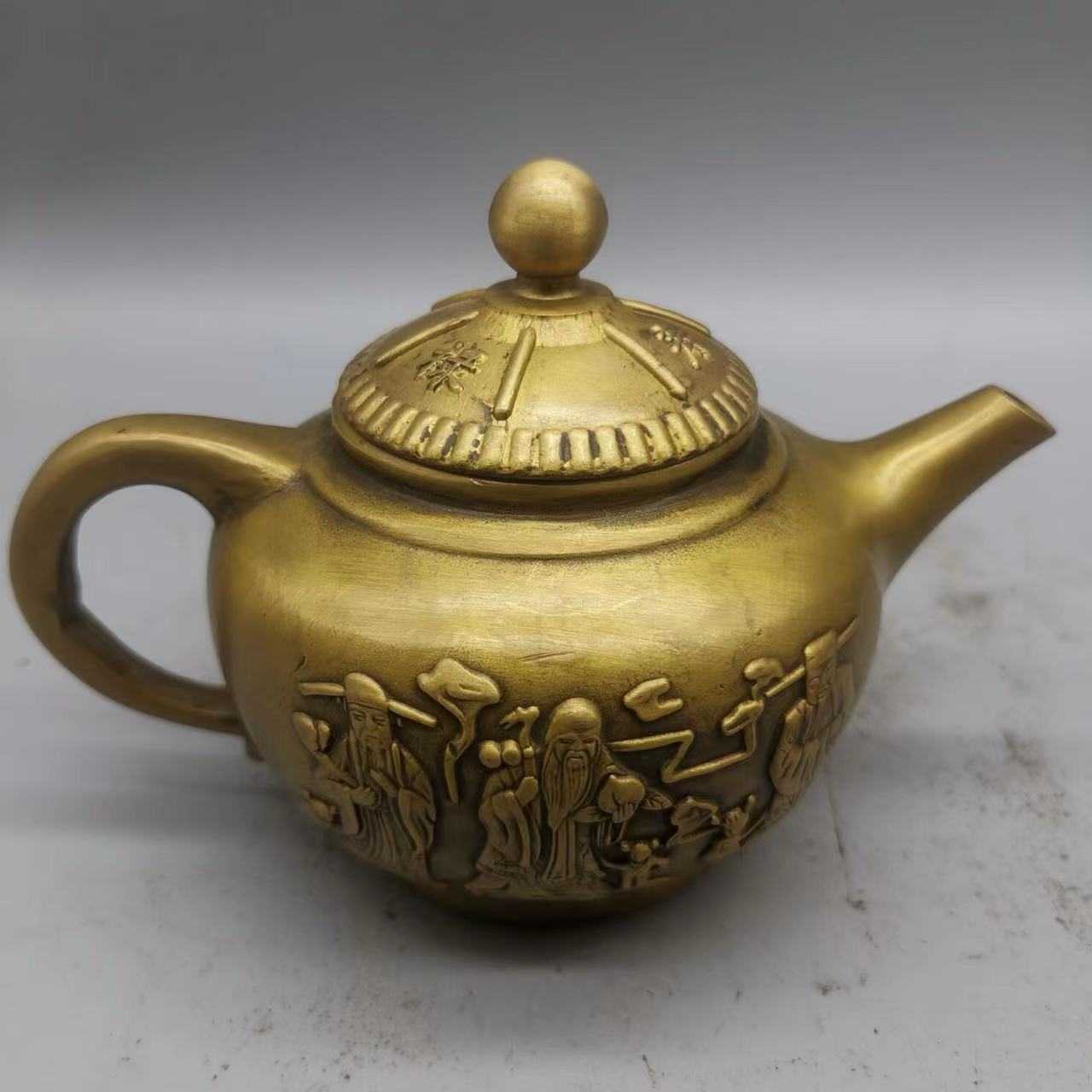 古董古玩 仿古铜壶八仙 壶 老物件乡下收藏 水壶居家工艺品