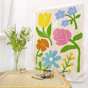 WBZ7 饰挂布挂画小雏菊拍照道具背景布 ins郁金香客厅餐桌装