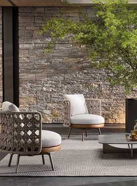 户外藤编单人沙发阳台休闲露天设计师阳光房花园藤椅茶几组合庭院