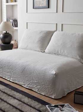 北欧表情棉麻法式复古侘寂风民宿客厅单双三人亚麻布艺沙发可拆洗