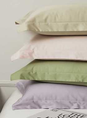 绿色高S高密度100S长绒棉单品枕套枕头套48x74cm一对高级感酒店