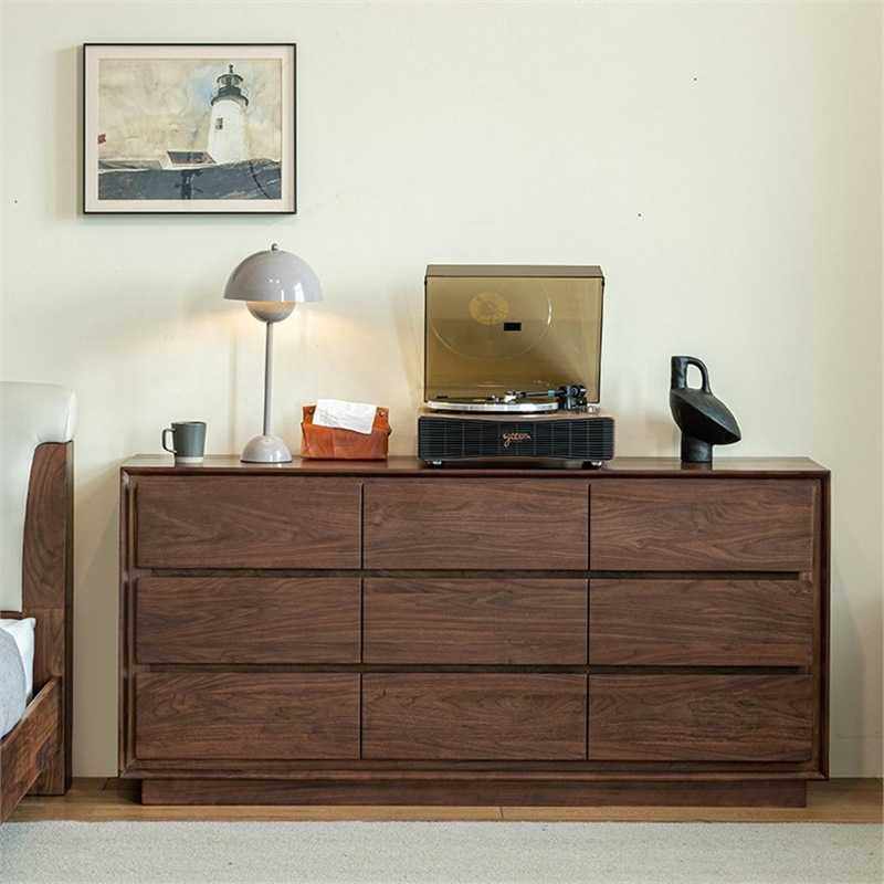 北美黑胡桃木九斗柜北欧实木抽屉柜客厅柜子储物柜卧室电视收纳柜