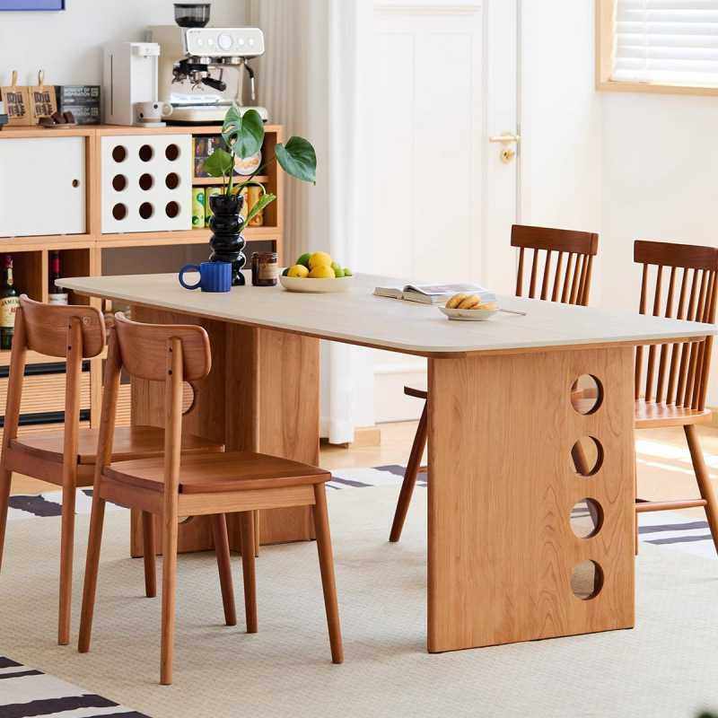 中古风洞石岩板餐桌家用小户型饭桌樱桃色工作台全实木餐桌椅组合,家庭/个人清洁工具,地垫,淘宝优惠券,粉丝福利购,淘宝优惠卷